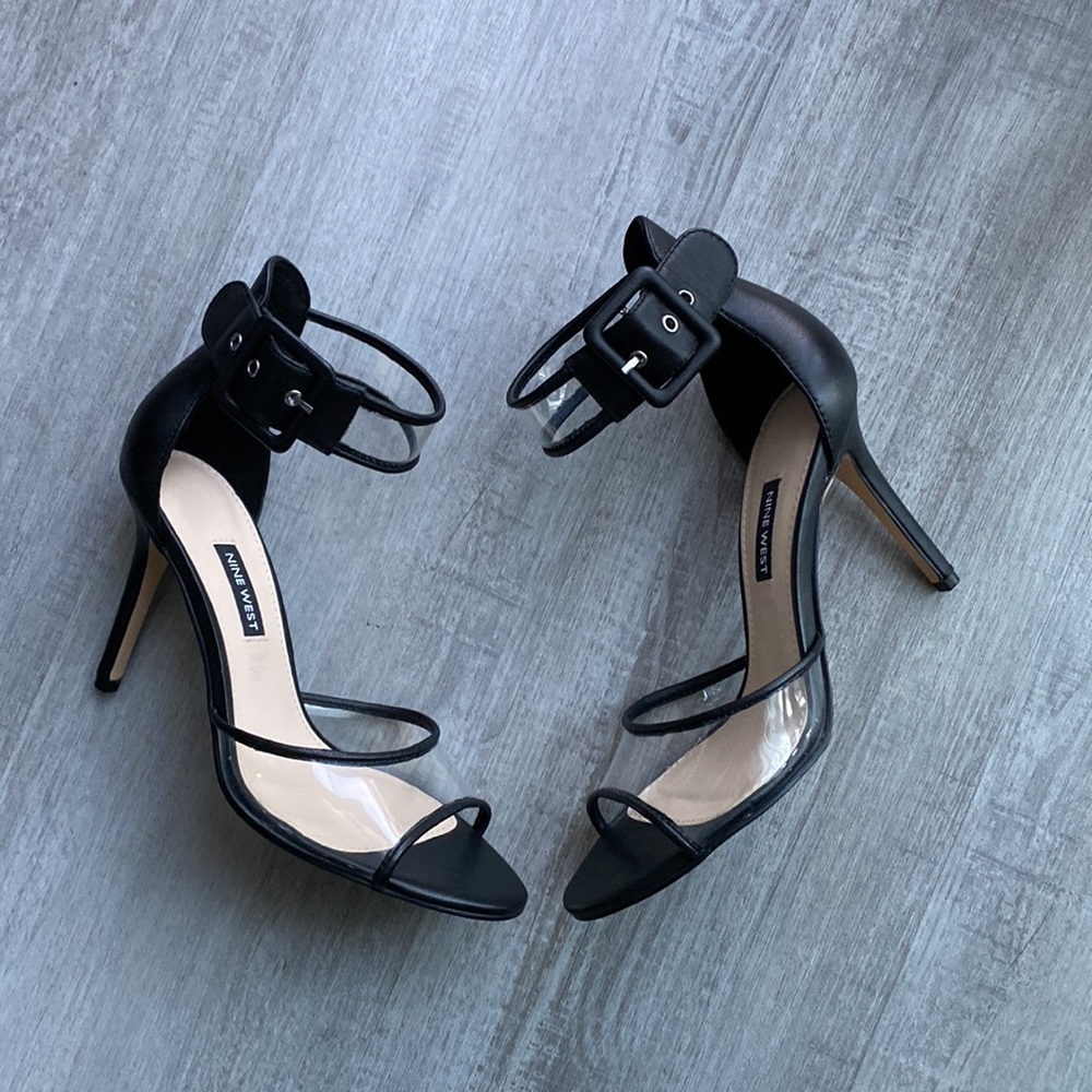 Nine West clear and black heels